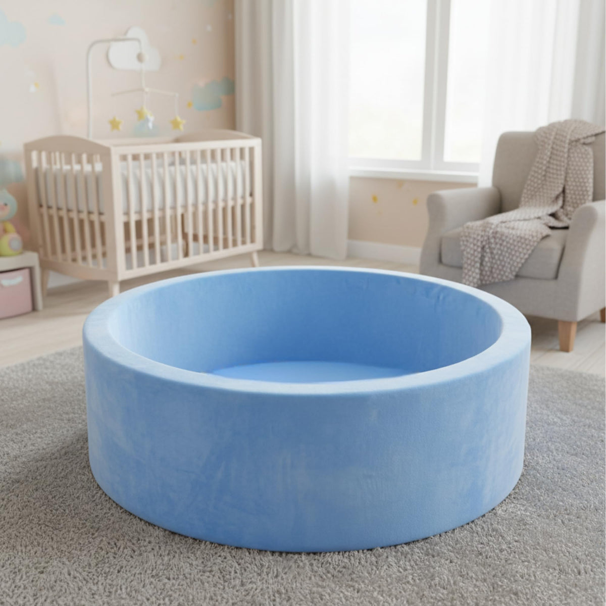 Baby Foam Ball Pit, 35.4"x 11.8" Ball Pits for Toddlers,Blue