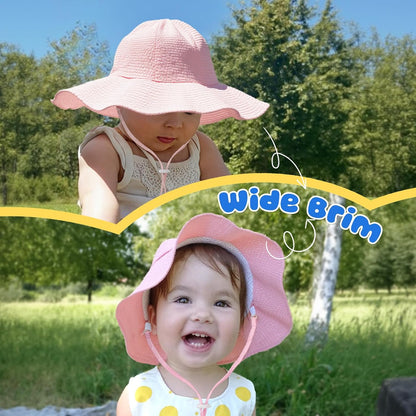 HONGTEYA Baby Sun Hat Toddler Girl Beach Hat Adjustable Outdoor Summer Hat UPF 50+ Sun Protection