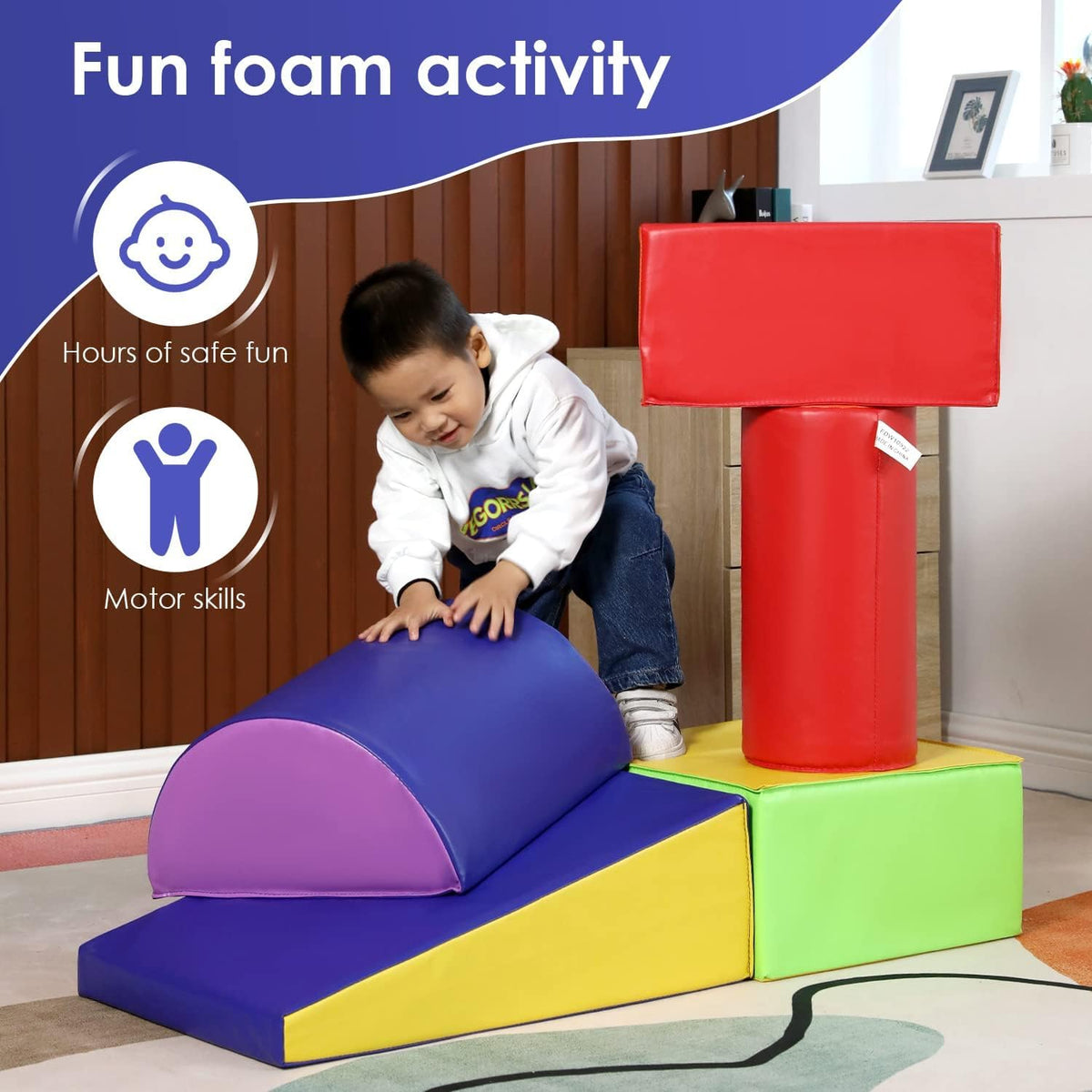 PayLessHere Climbing Toys for Toddlers 5 Piece Corner Foam Climbing Blocks Set with Soft Foam and