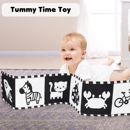 URMYWO Black and White Tummy Time High Contrast Newborn Toys 0-3 Months, Soft Baby Book, Visual
