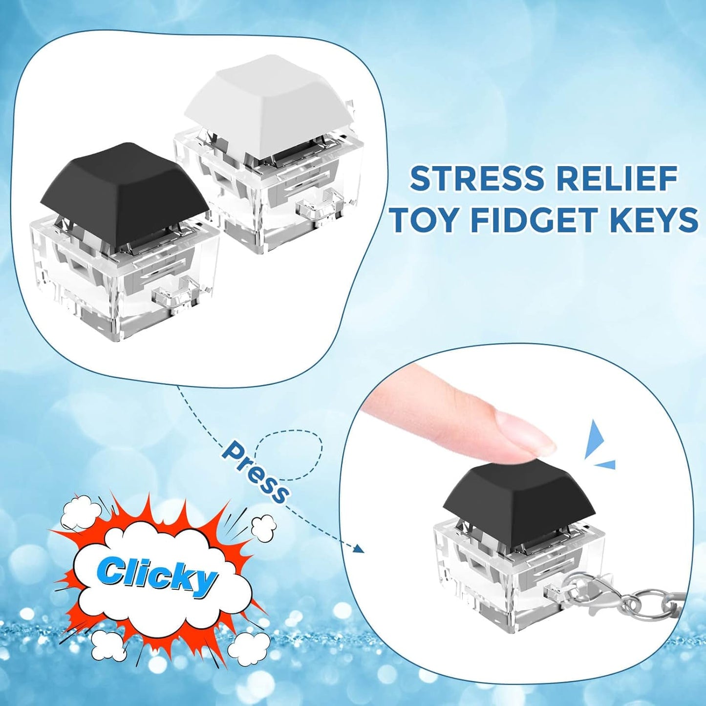 Keyboard Fidget Toys, Keyboard Fidget Keychain Keyboard Decompression Toys Keyboard Fidget Toy
