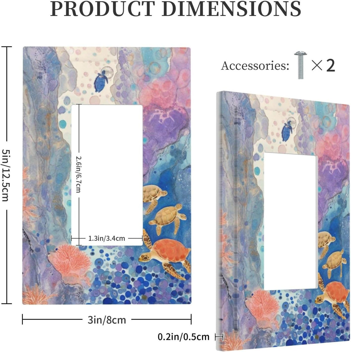 Turtle Coral Fish Watercolor Colorful Underwater World Decorative Outlet Covers 1 Gang Single