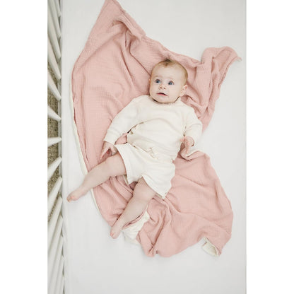 Konssy Baby Blankets for Unisex Boys Girls, Super Soft Nursery Minky Blankets with Muslin Cotton