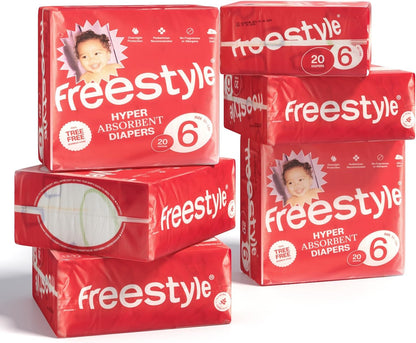 Freestyle Diapers – (Size 6) Hyper Absorbent & Non-Toxic – Disposable Diapers for Sensitive Skin