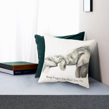 Sidhua Elephant Love Themed Pillowcase Decorations for Home, Baby Elephant Never Forget How Much I