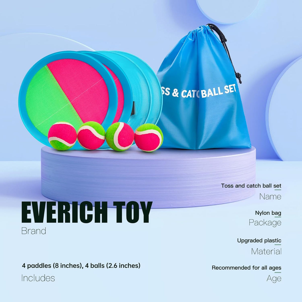 EVERICH Upgraded Toss and Catch Ball Game Set - Indoor and Outdoor Games for Kids 3-12, Beach Sand