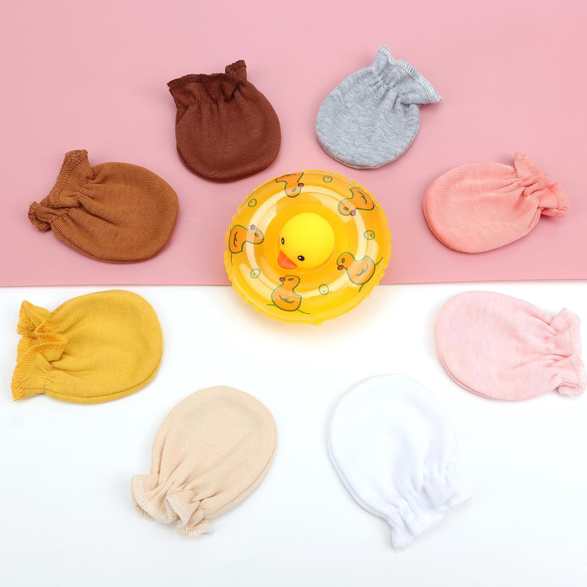 BQUBO Newborn Infant Toddler Mittens No Scratch Cotton Elastic Wrist Gloves Hypoallergenic for 0-6