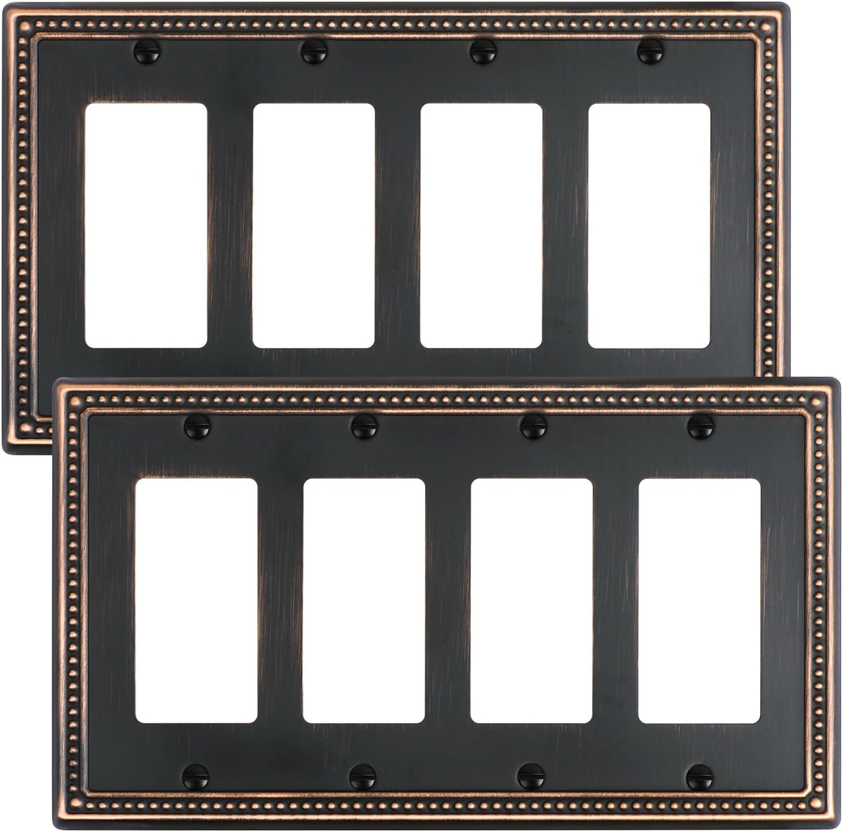 2-Pack Quad Decorator Outlet Cover Plate, Pearls Decorative Switch Plates and Outlet Covers, 4 Gang