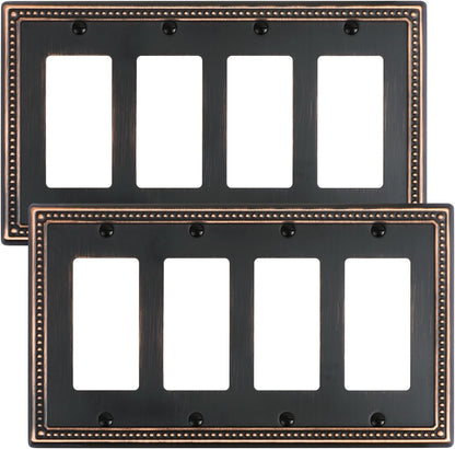2-Pack Quad Decorator Outlet Cover Plate, Pearls Decorative Switch Plates and Outlet Covers, 4 Gang
