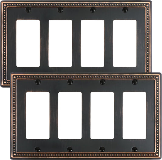 2-Pack Quad Decorator Outlet Cover Plate, Pearls Decorative Switch Plates and Outlet Covers, 4 Gang