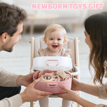 Baby Toys 0-6 Months, Baby Rattles, Teething Toys 3-6 Months, Infant Toys 6-12 Months, 10PCS Pink
