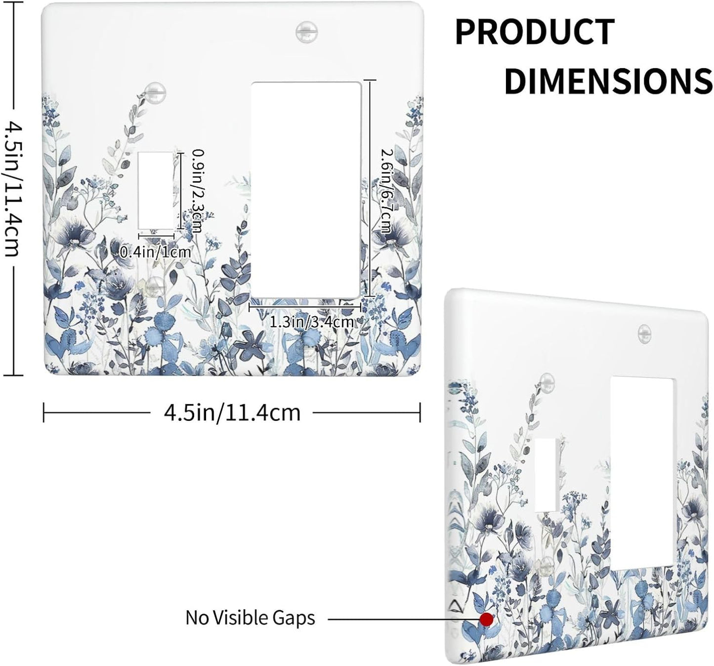 Outlet Covers Light Blue Watercolor Leaves Plant With Floral 1 Toggle 1 Rocker Combination
