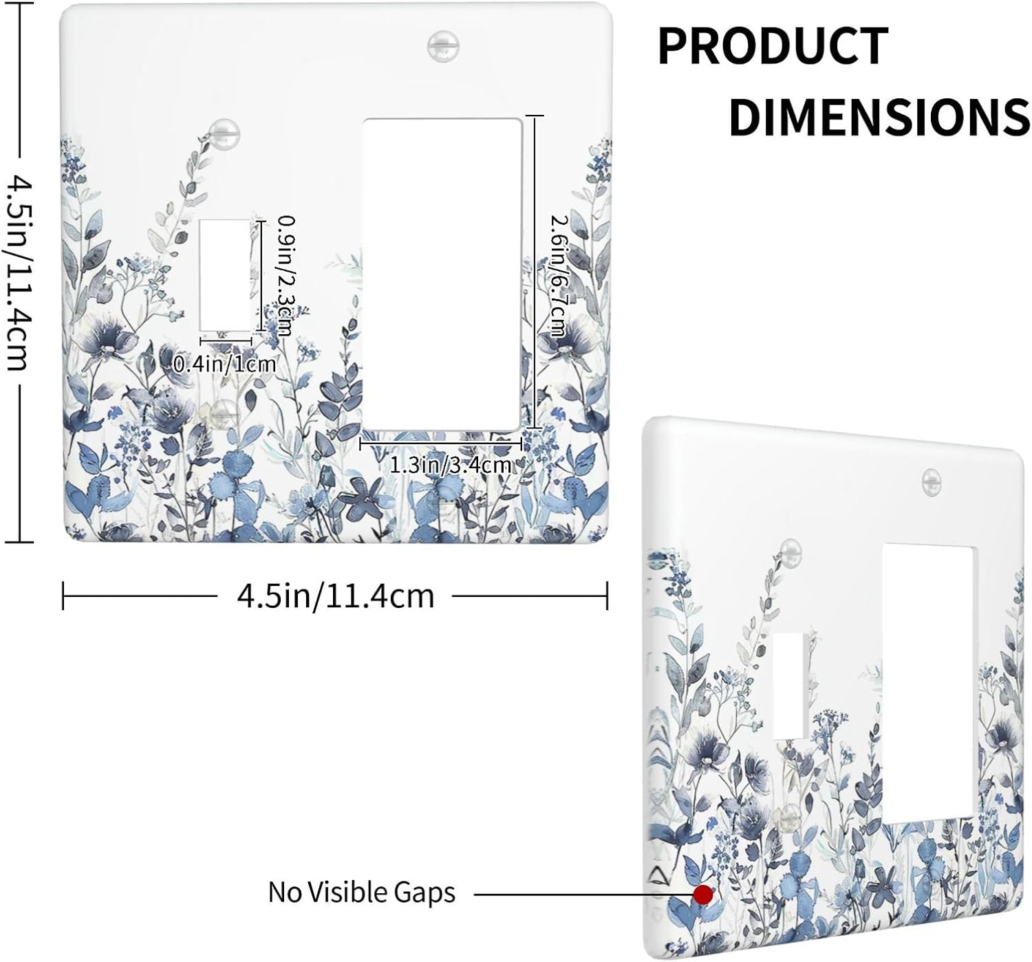 Outlet Covers Light Blue Watercolor Leaves Plant With Floral 1 Toggle 1 Rocker Combination