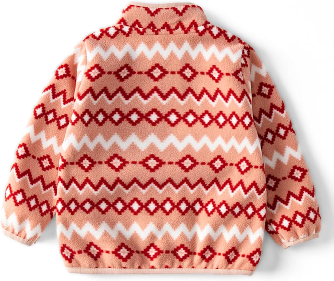 Kids Printed Polar Fleece Jacket Toddler Baby Boys Girls Autumn Winter Warm Sherpa Lining Outerwear