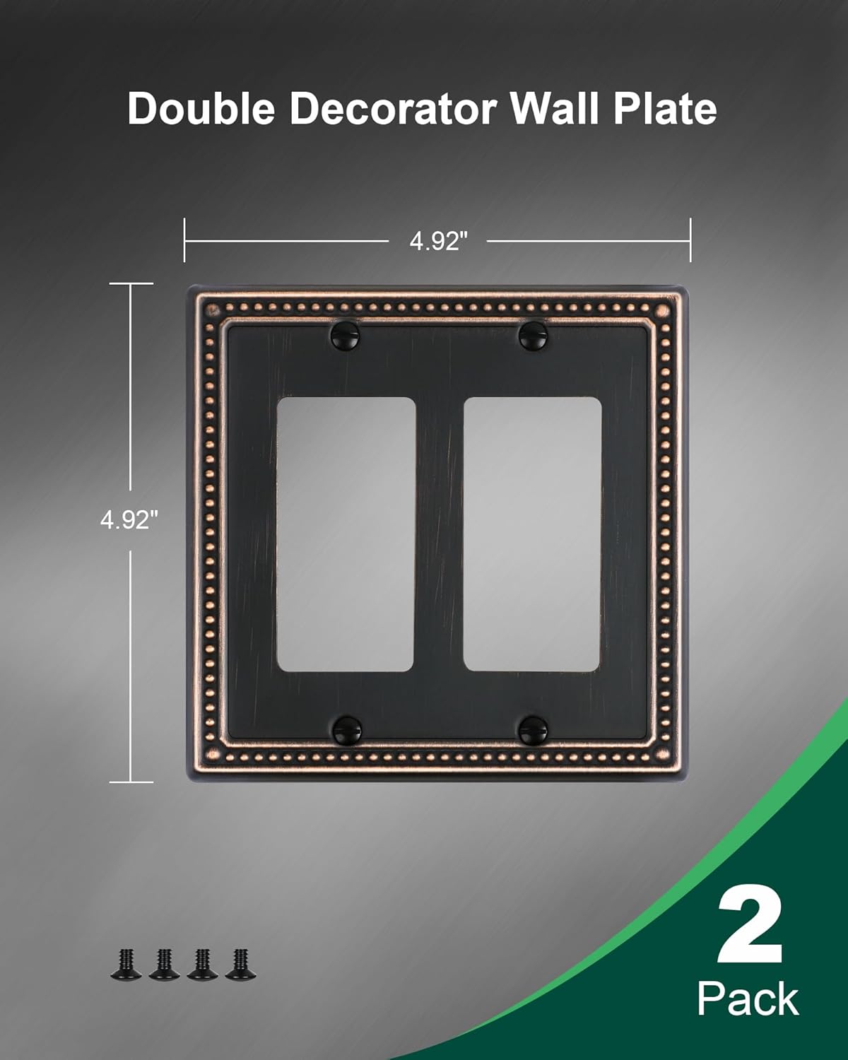 2-Pack Double Decorator Outlet Cover Plate, Pearls Decorative Switch Plates and Outlet Covers, 2
