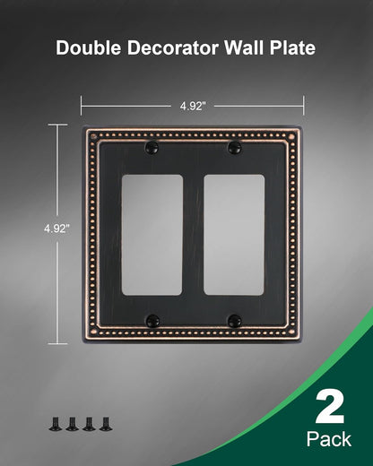 2-Pack Double Decorator Outlet Cover Plate, Pearls Decorative Switch Plates and Outlet Covers, 2