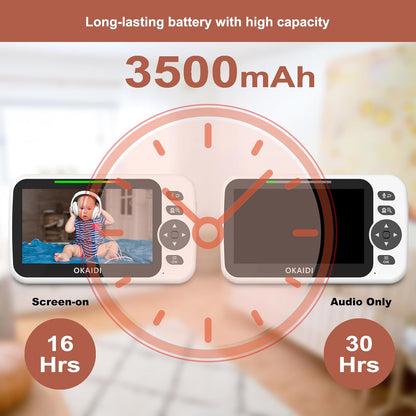 Video Baby Monitor with Camera and Audio, 5" Display Baby Monitor No WiFi, 30H Battery and 1000ft