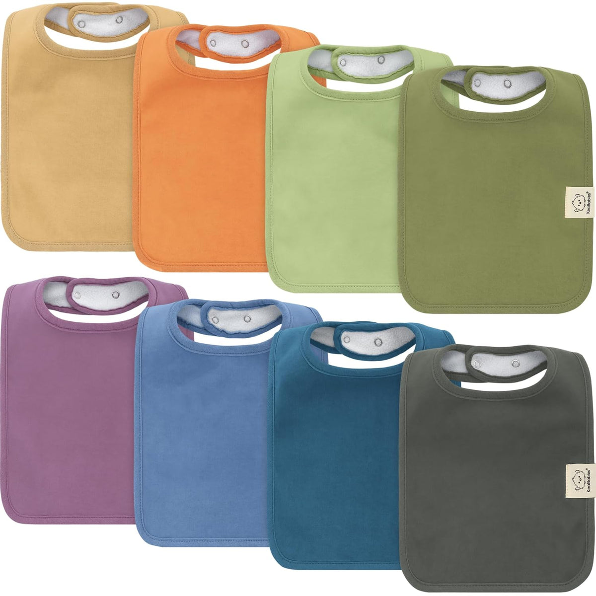 KeaBabies 8-Pack Organic Baby Bibs for Boys, Girls - Super Absorbent Cotton Drool Bibs for Baby