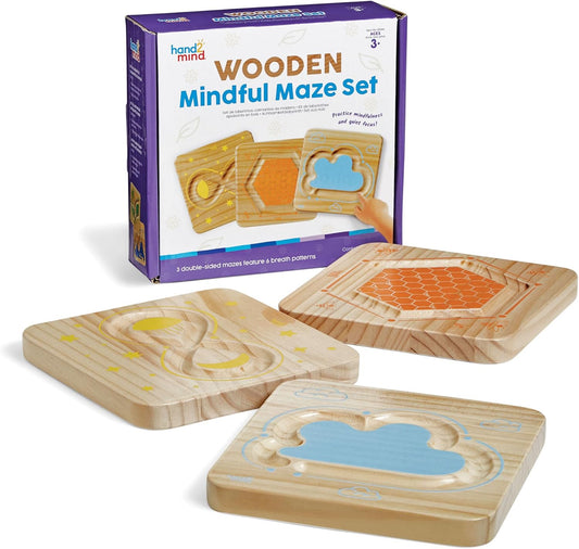 hand2mind Wooden Mindful Maze Set, Tactile Sensory Toys for Toddlers, Anxiety Relief Items, Calm