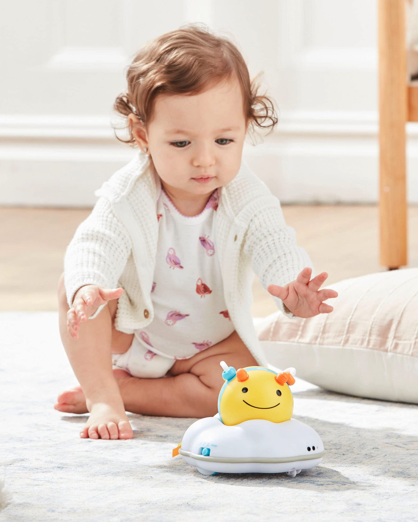 Skip Hop Baby Follow-Me Bee Tummy Time Crawl Toy 3-Stage Infant Sensory Development with Lights