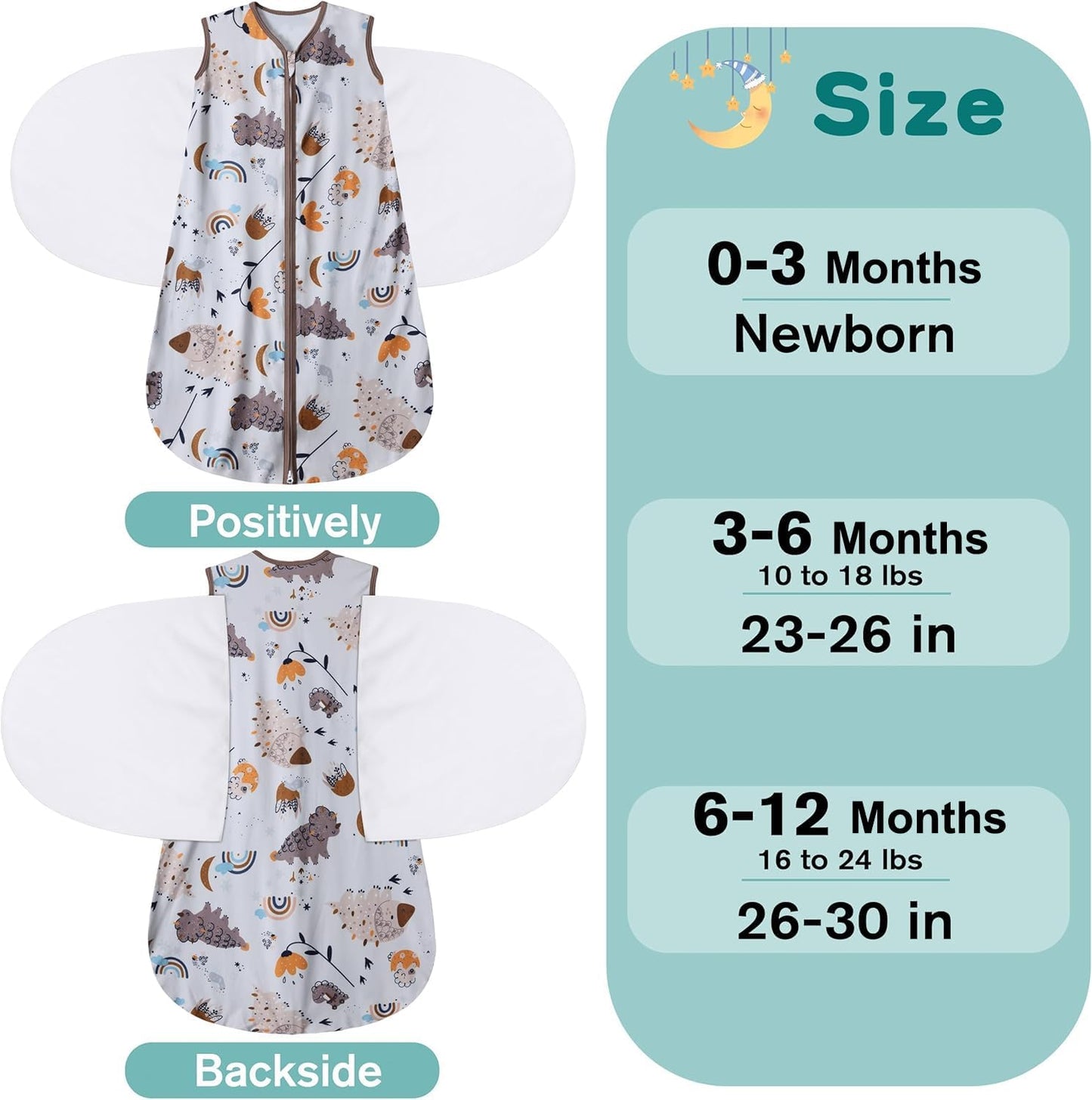 Newborn Sleep Sack Baby Swaddle,3-Way Adjustable Wearable Blanket,100% Rayon Cotton Swaddling