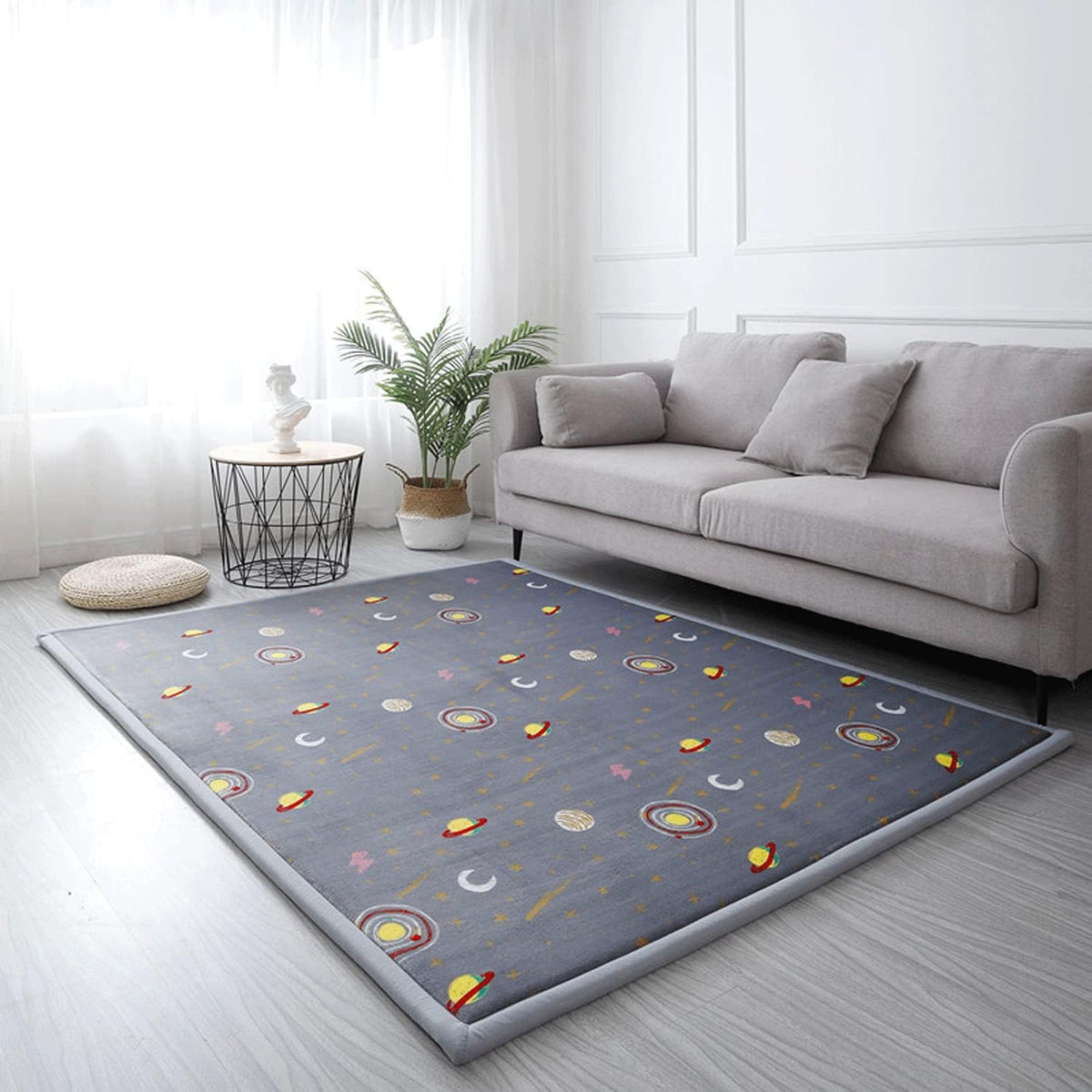 Loartee Coral Velvet Area Rug - 1" Thick Memory Foam Baby Play Mat, Washable Toddler Carpet, Home