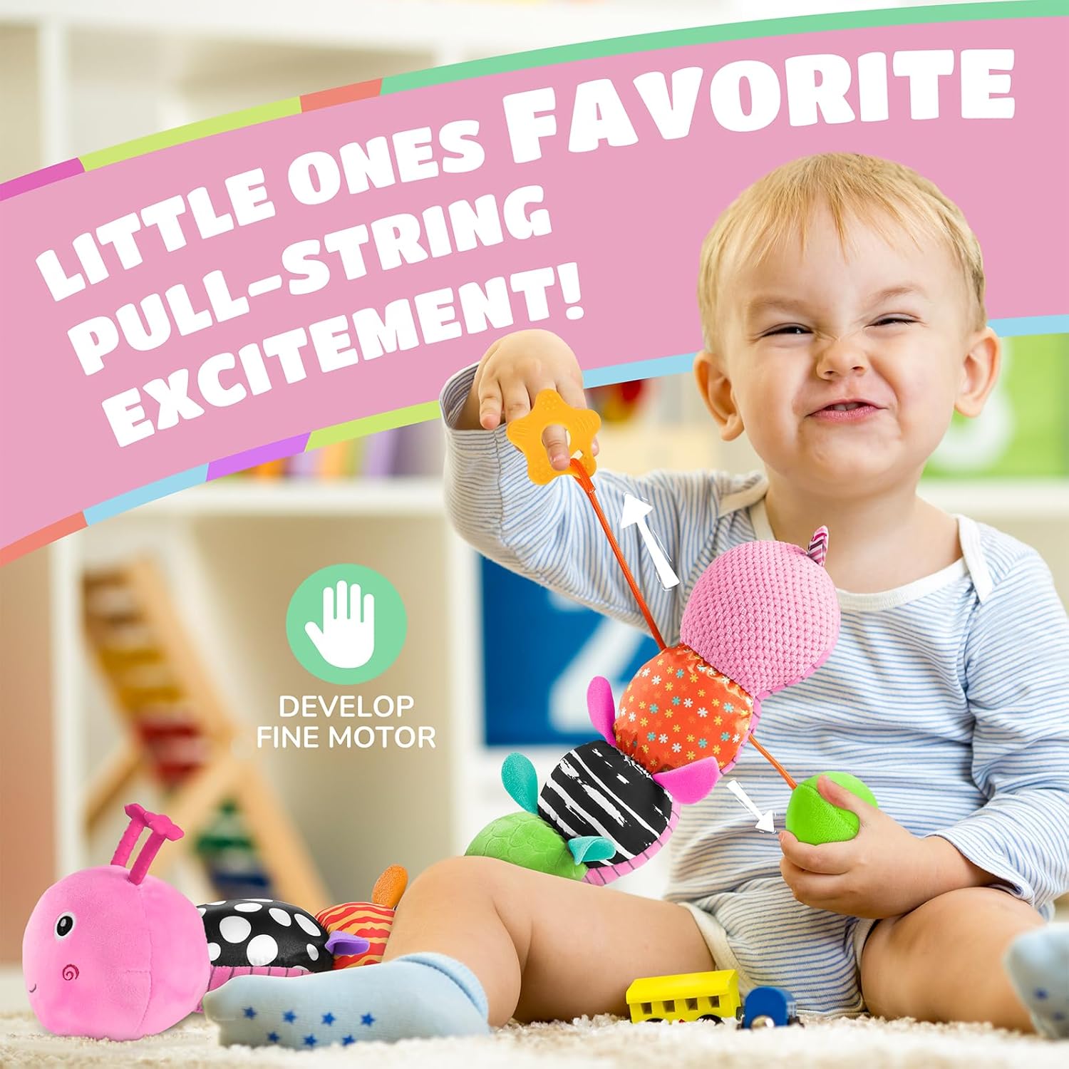 Baby Toys 6-12 Months Music Caterpillar Infant Toys Stuffed Animals 0-3-6 Months Teething Tummy