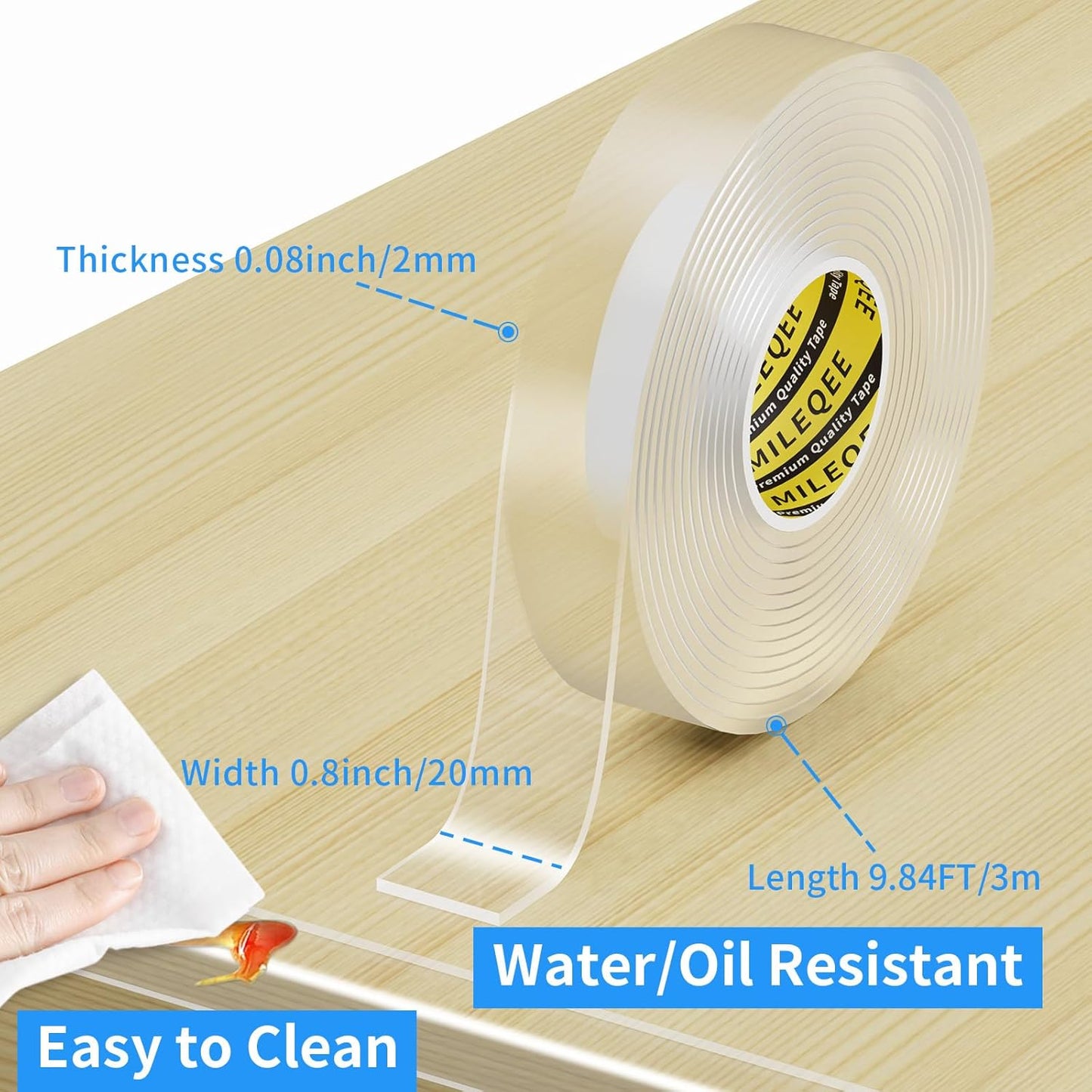 2Pack Clear Edge Protector Strip, 0.8in x 9.84FT(19.68FT Total), Sharp Edge Wrap Cover Tape, Self