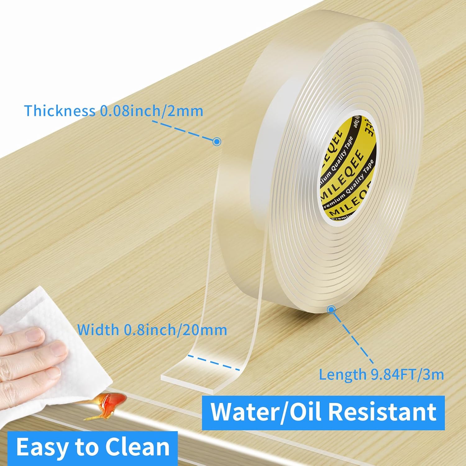 2Pack Clear Edge Protector Strip, 0.8in x 9.84FT(19.68FT Total), Sharp Edge Wrap Cover Tape, Self