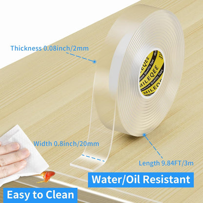 2Pack Clear Edge Protector Strip, 0.8in x 9.84FT(19.68FT Total), Sharp Edge Wrap Cover Tape, Self