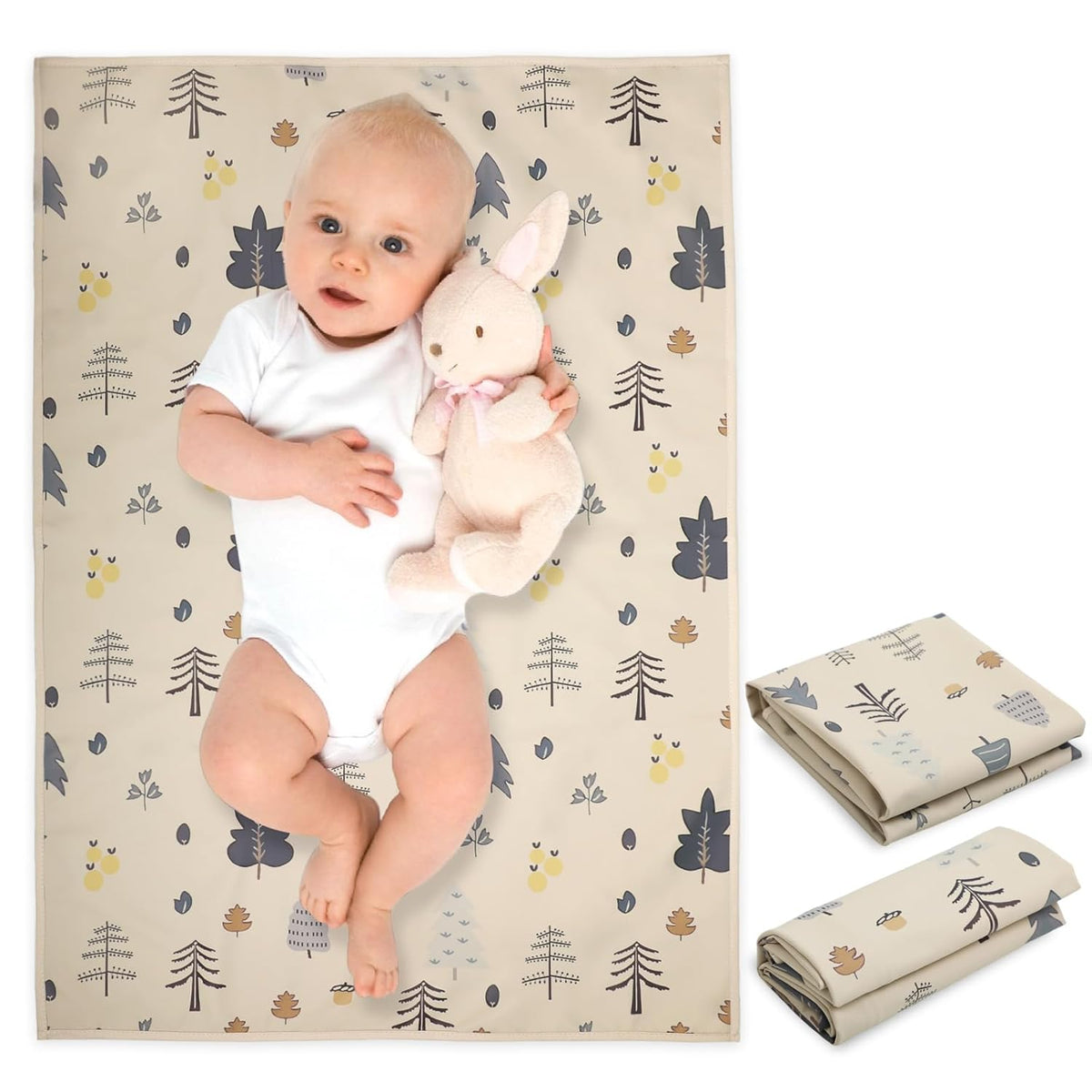 Vegan Leather Baby Changing Mat - Wipeable Portable Changing Pad, Foldable Travel Changing Mat for