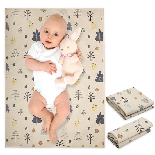 Vegan Leather Baby Changing Mat - Wipeable Portable Changing Pad, Foldable Travel Changing Mat for