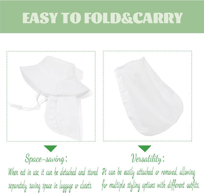 Baby Sun Hat Toddler Bucket Hats with Removable Neck Flap for Boys Girls Kids with Wide Brim Summer