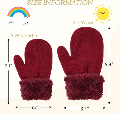 PESAAT Baby Girl Mittens Fleece Toddler Boy Mittens Warm Kids Winter Gloves Unisex Cold Weather