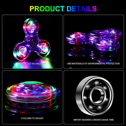 SCIONE LED Fidget Spinners, Light Up Sensory Fidget Toys for Kids, Glow in The Dark Toys for Kids