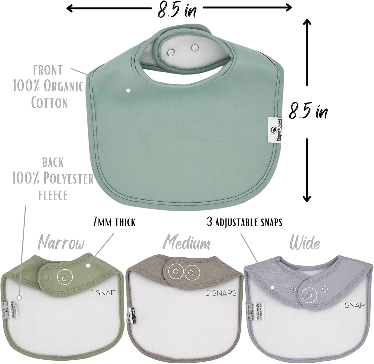 DiaperSquad's Baby Bibs for Drooling and Teething, Bibs for Boys, Baby Girl - Solid Cotton Baby