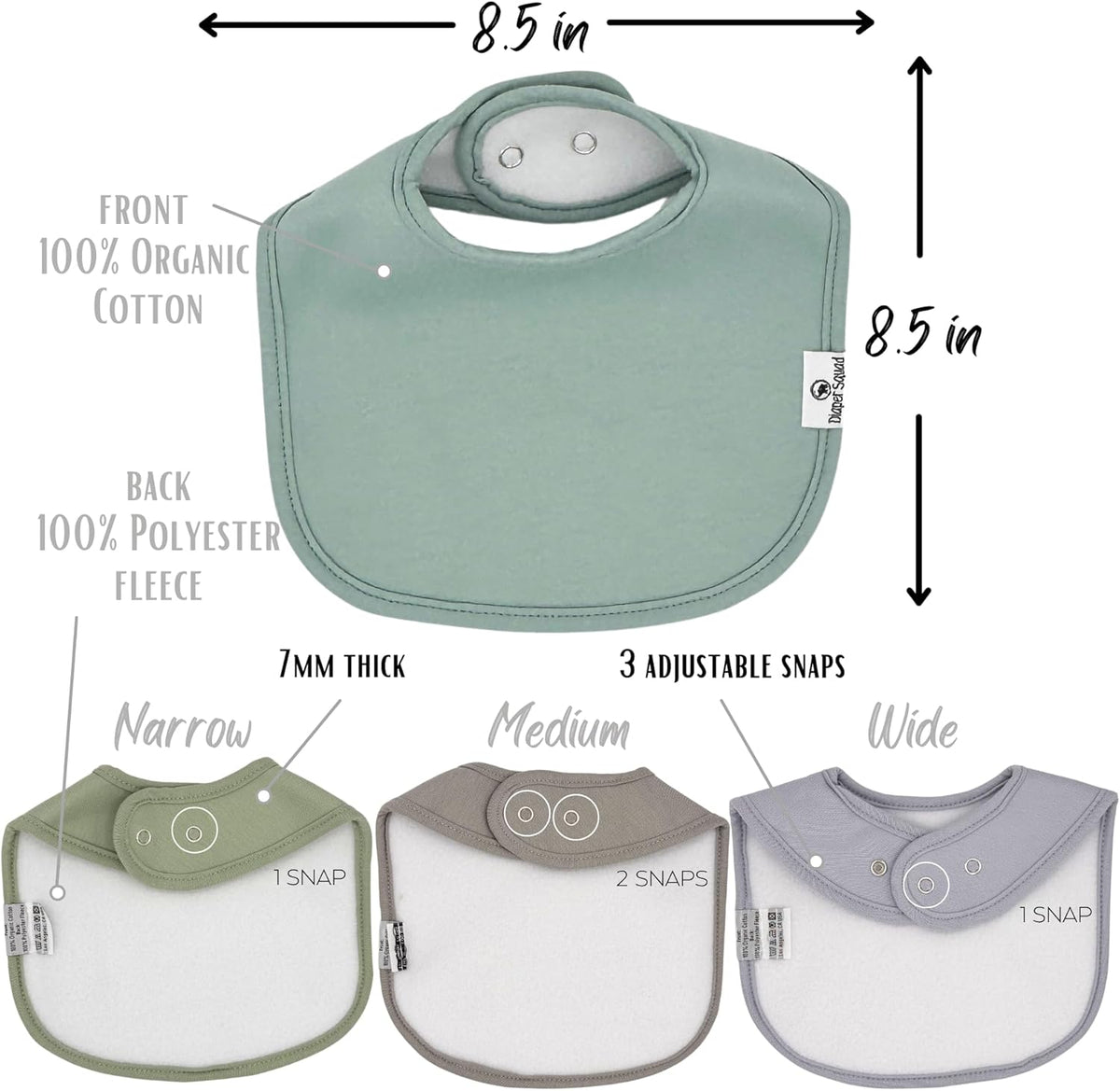 DiaperSquad's Baby Bibs for Drooling and Teething, Bibs for Boys, Baby Girl - Solid Cotton Baby