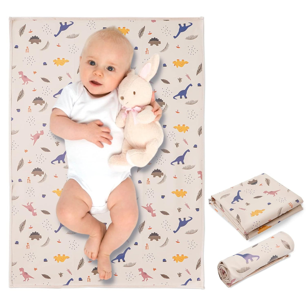 Vegan Leather Baby Changing Mat - Wipeable Portable Changing Pad, Foldable Travel Changing Mat for