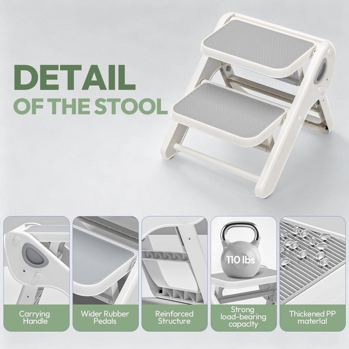 Foldable Toddler Step Stool for Bathroom Sink, Toilet, Bedroom, Kitchen – Non-Slip, Space-Saving
