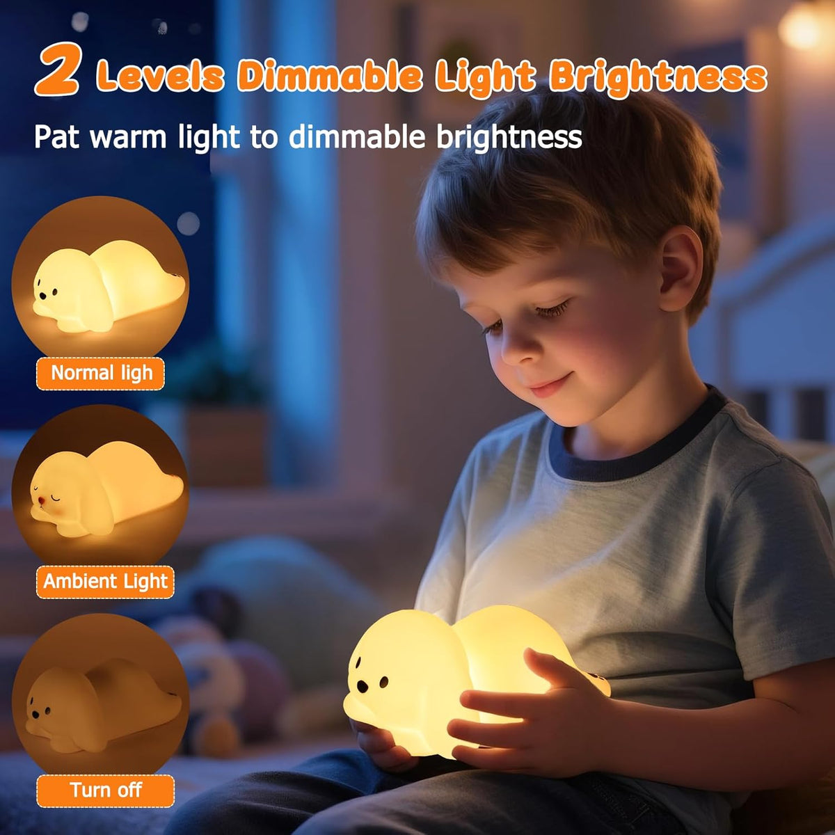 Tremdwoto Dog Night Light for Kids,Cute Colorful Night Light Baby Girl Squishy Night Light Lamp 1/3