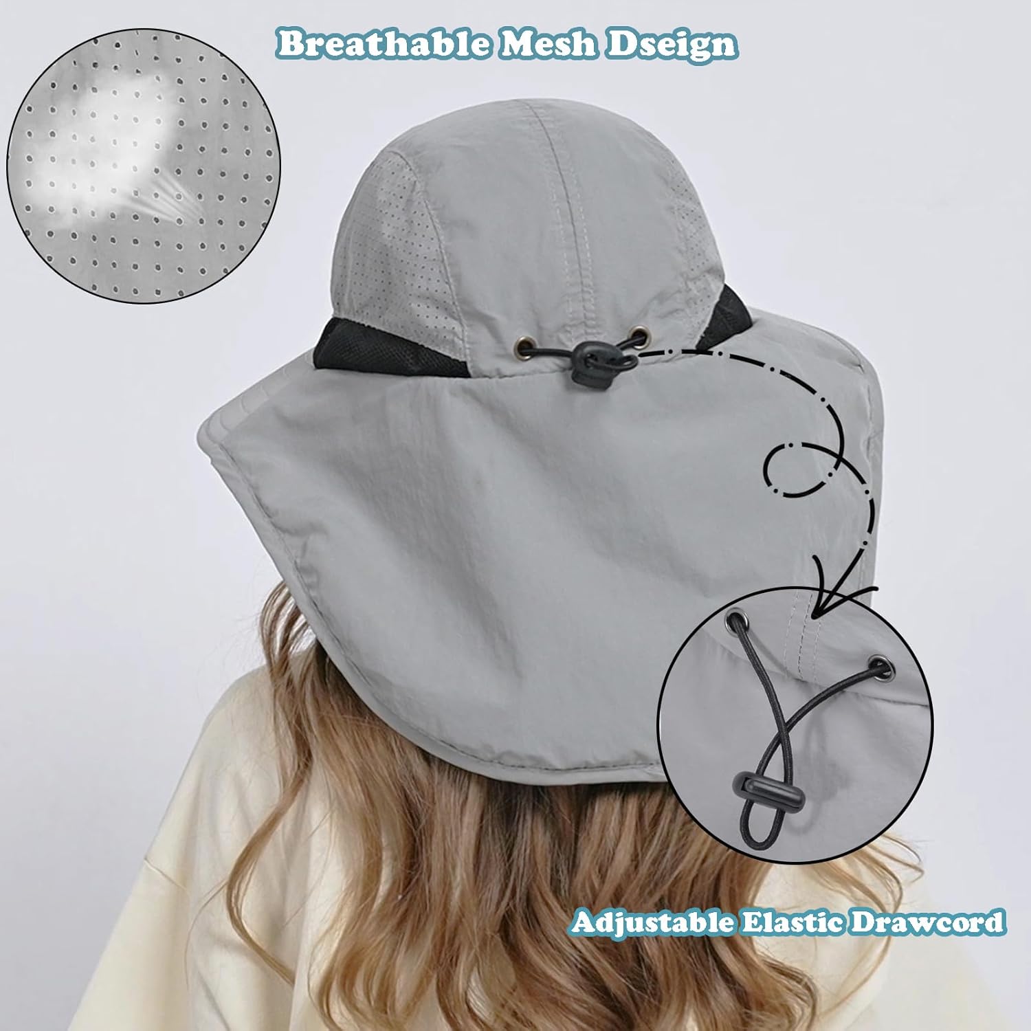 Outdoor Kids Sun Hat with Neck Flap UPF 50+ Quick Dry Beach Hats for Baby Boys Girls Age 2-12 Years