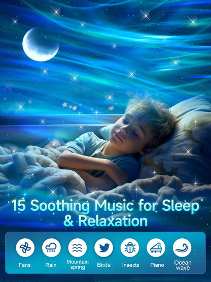 One Fire Northern Lights, 21Colors Galaxy Projector for Bedroom, 15White Noise&Bluetooth Star