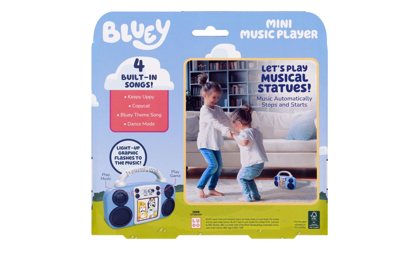 Bluey Toy Music Player, Toddler Toy with Built-in Music and Lights (Bluey)