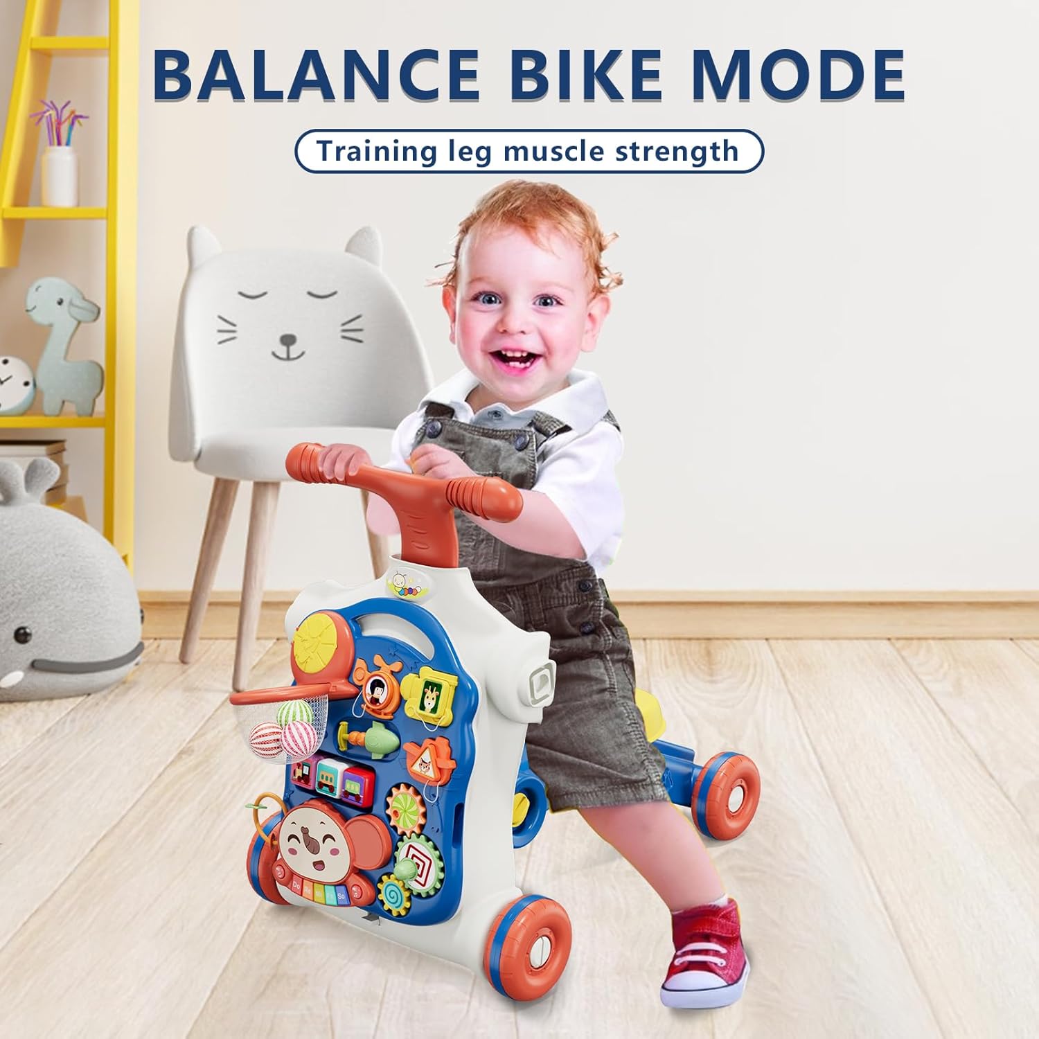 QDRAGON 5 in 1 Push Walkers for Baby Boys, Toddler Learning to Walk, Sit to Stand Walker, Early