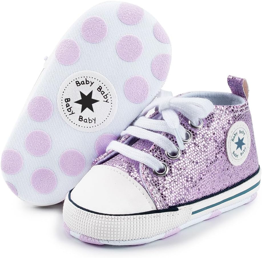 Unisex Baby Girls Boys Canvas High-top Shoes, Newborn Infant Anti-Slip Soft Sole Frist Walking