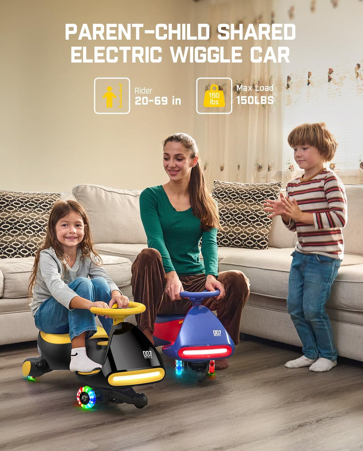 FanttikRide 6V N7 Classic Electric Wiggle Car with Pedal, Rechargeable Battery, Ride on Toys, Swing
