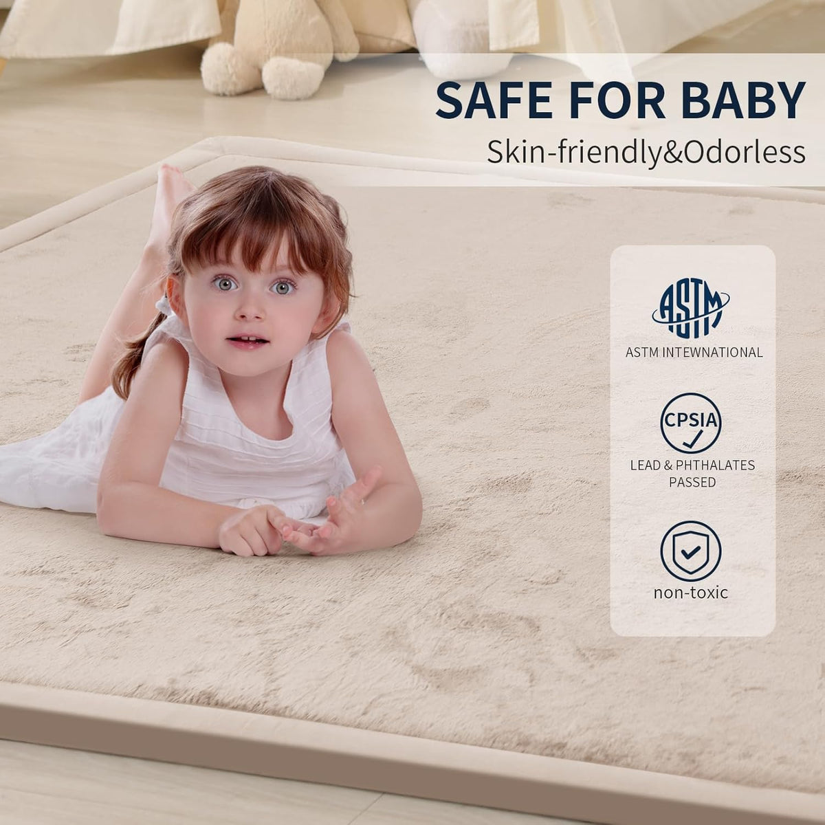 ACOMOPACK Baby Play Mat for Floor 1.3" Thick Memory Foam Play Mat 79"×157 Tummy Time Crawling with