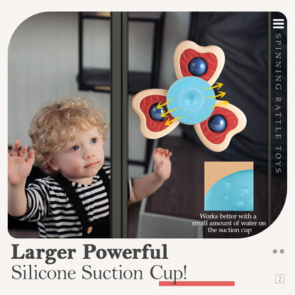 ALASOU 3PCS Suction Cup Spinner Toys for 1 Year Old Boy Girl|Spinning Tops Bath Toys for Kids Ages