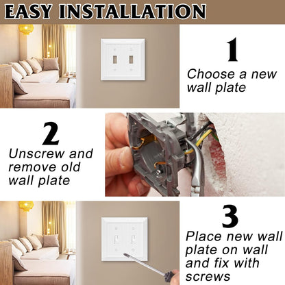 Modern Decorative Wall Plate Switch Plate Outlet Cover, Vintage Retro Wood Grain Design(Double