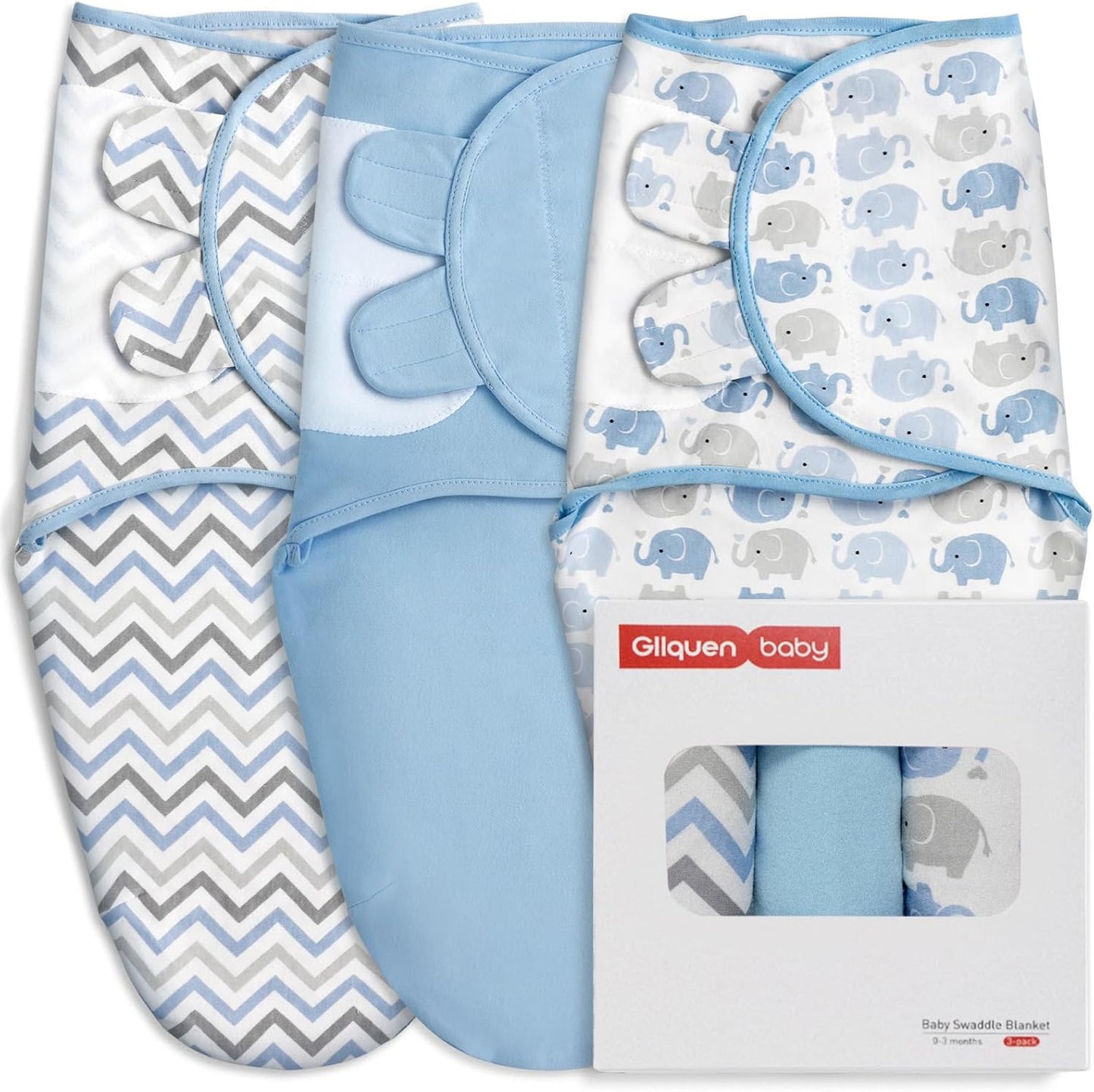 GLLQUEN BABY Swaddle Sleep Sack - 3 Pack Infant Swaddles for Newborn, Baby Swaddling Sack 0-3